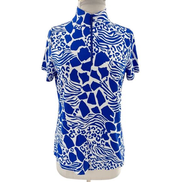 IBKUL BIANCA ROYAL BLUE Short Sleeve Mock Golf Shirt Sz S - Picture 2 of 7